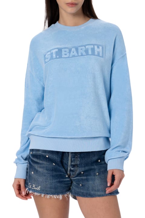 MC2 Saint Barth Fleeces & Tracksuits for Women MC2 Saint Barth Woman Light Blue Terry Cotton Stardust Sweatshirt