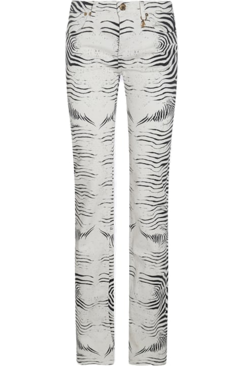 Roberto Cavalli Clothing for Women Roberto Cavalli White And Black Cotton Denim Jeans
