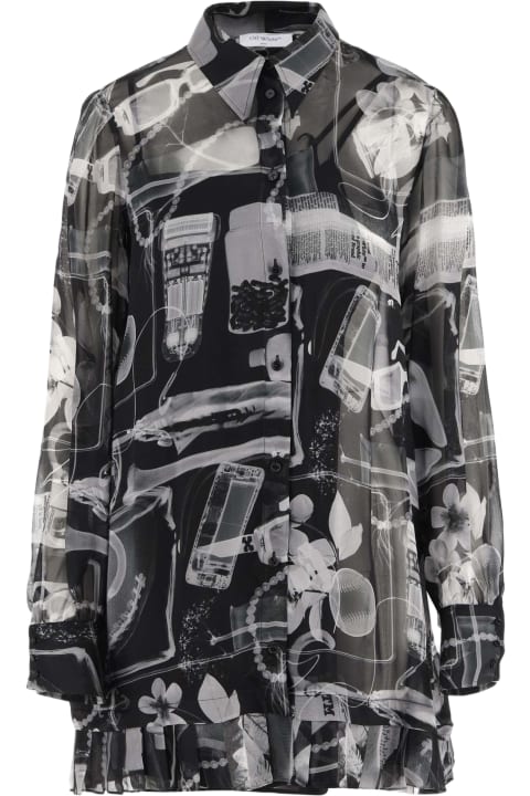 Topwear for Women Off-White Silk Dress With Graphic Print