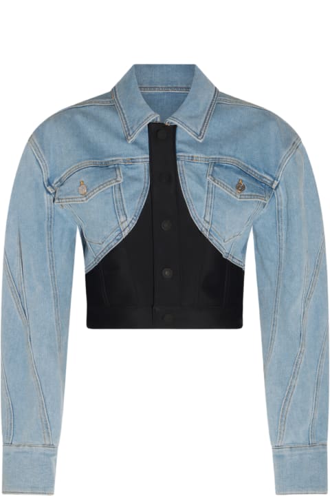 Mugler Coats & Jackets for Women Mugler Light Blue Cotton Denim Jacket