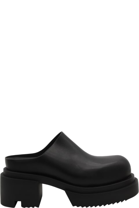 Shoes for Men Rick Owens Black Leather Bogun Slippers
