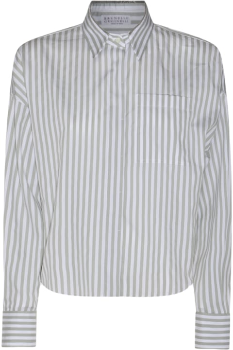 Brunello Cucinelli Topwear for Women Brunello Cucinelli White And Grey Cotton Shirt