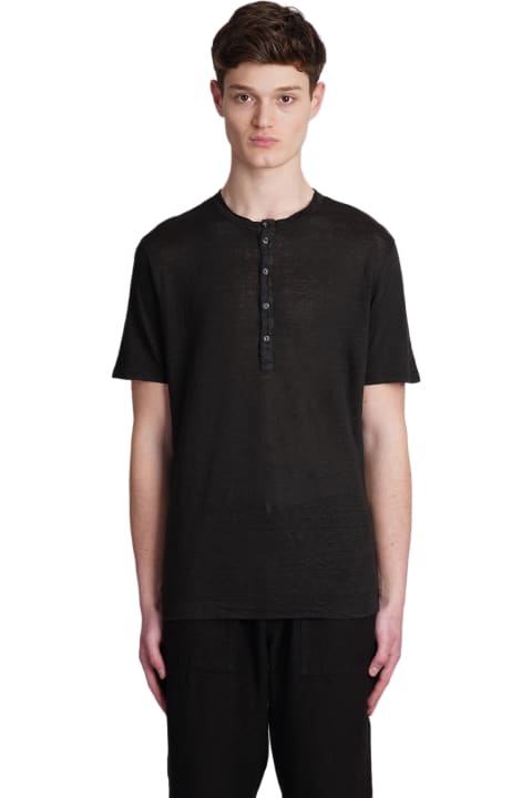 120% Lino Topwear for Men 120% Lino T-shirt In Black Linen
