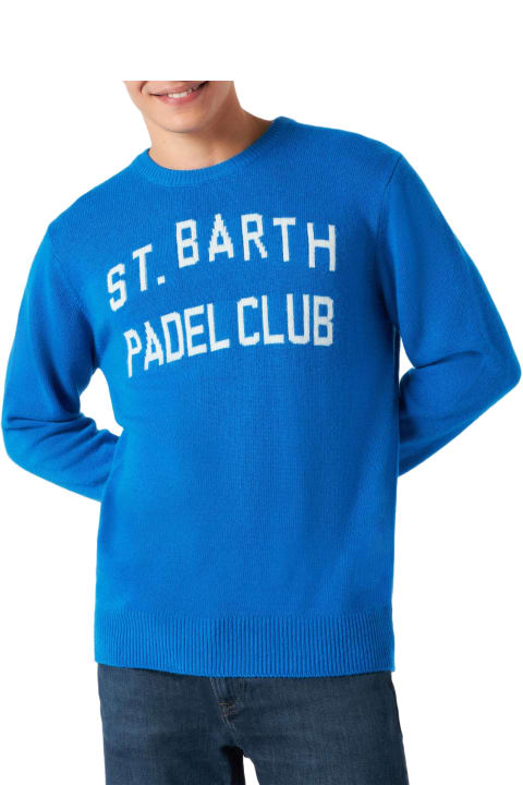 メンズ新着アイテム MC2 Saint Barth Man Sweater With St. Barth Padel Club Jacquard Print