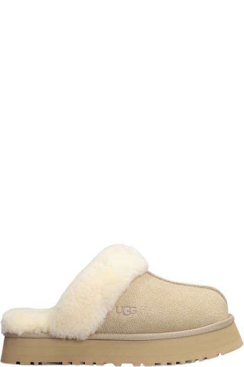 UGG for Kids UGG Disquette Slipper-mule In Beige Suede