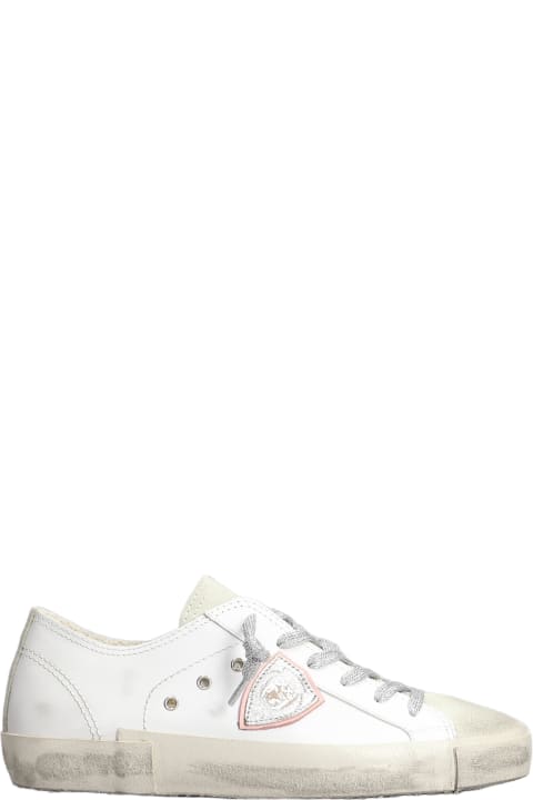 Philippe Model for Women Philippe Model Prsx Low Sneakers In White Suede And Leather