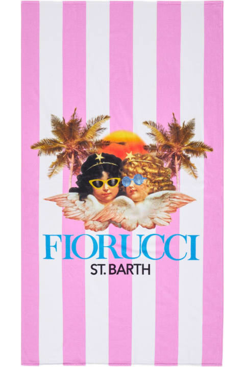 Swimwear for Women MC2 Saint Barth Soft Terry Beach Towel With Fiorucci Angels Print | Fiorucci Special Edition