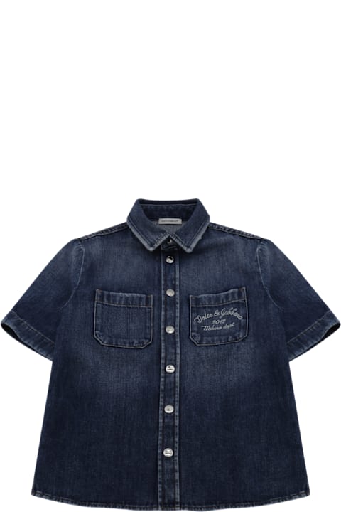 Dolce & Gabbana Shirts for Girls Dolce & Gabbana Blue Cotton Shirt