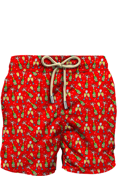 Homeware MC2 Saint Barth Man Light Fabric Swim Shorts With Bottles And Glasses Print