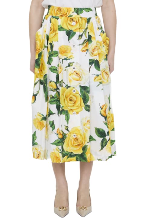 Dolce & Gabbana Clothing for Women Dolce & Gabbana Rose-print Midi Skirt