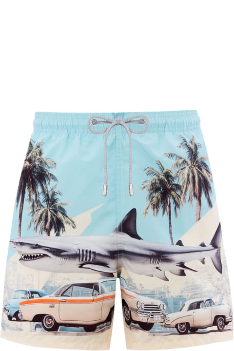 Fashion for Women MC2 Saint Barth Man Mid-length Gustavia Swim-shorts With Car And Shark Placed Print | Ai Co-created Design By Rickdick - Powered By Red