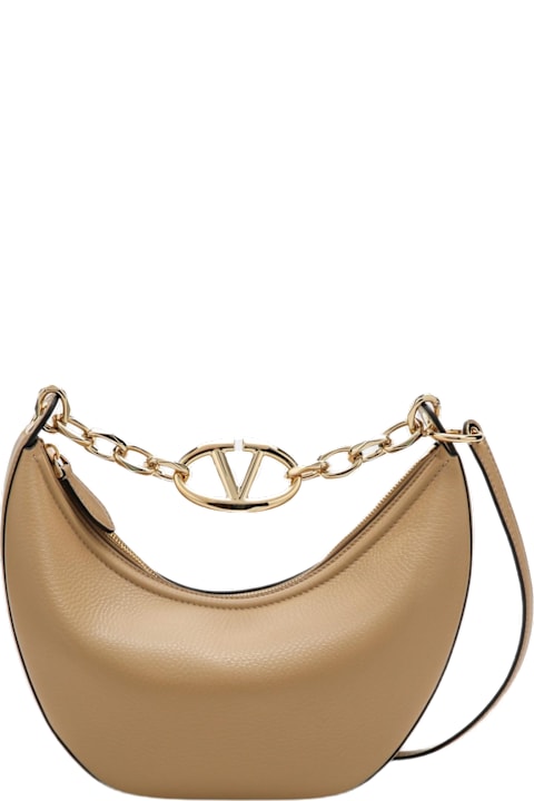 Homeware Valentino Garavani Vlogo Moon Cappuccino-coloured Small Hobo Bag