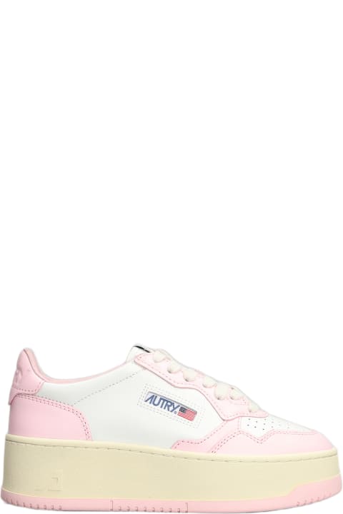 Autry for Women Autry Platform Low Sneakers In White Leather