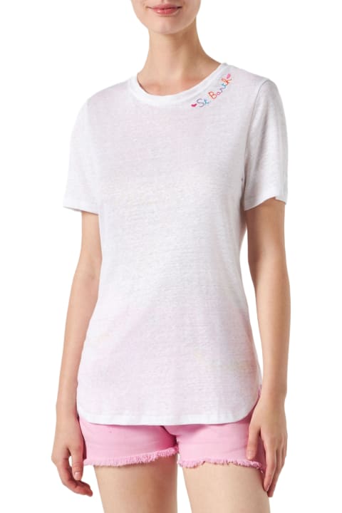 Homeware MC2 Saint Barth Cotton T-shirt With Love St. Barth Embroidery