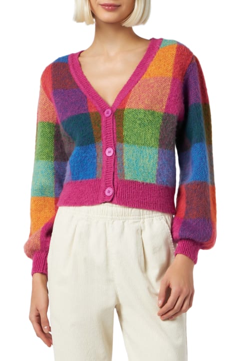 Homeware MC2 Saint Barth Woman Brushed Cropped Cardigan With Puff Sleeves