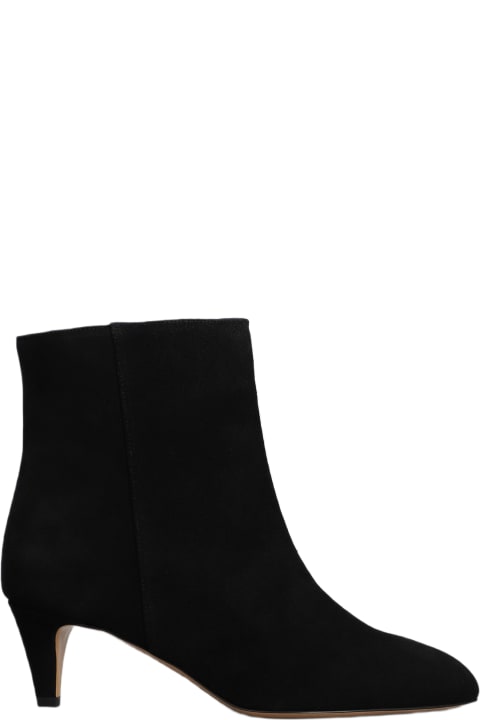 Boots for Women Isabel Marant Daxi Low Heels Ankle Boots In Black Suede