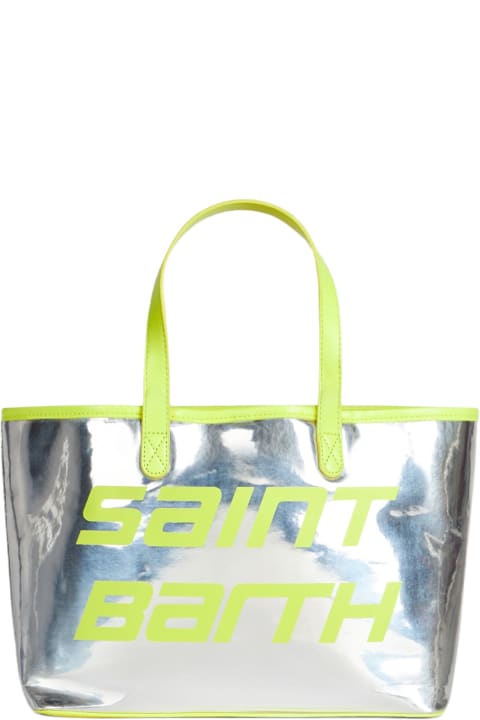 Fashion for Women MC2 Saint Barth Silver Reflex Bag With Yellow Fluo Details