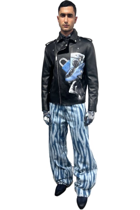 John Richmond Coats & Jackets for Men John Richmond Jeans With Wide Leg And Allover Pattern.