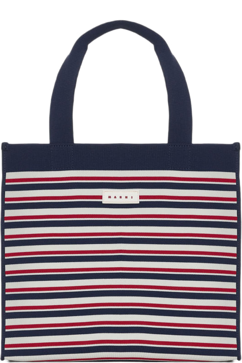 Marni for Women Marni Striped Canvas Medium Shopping Bag