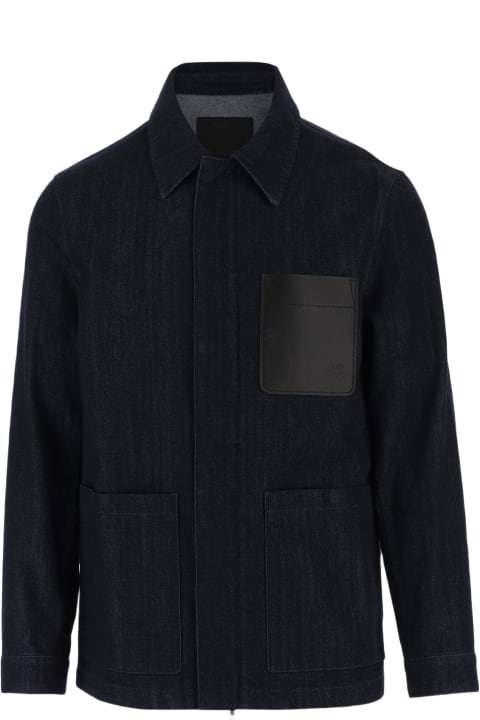 メンズ Yves Salomonのコート＆ジャケット Yves Salomon Denim Jacket With Leather Application
