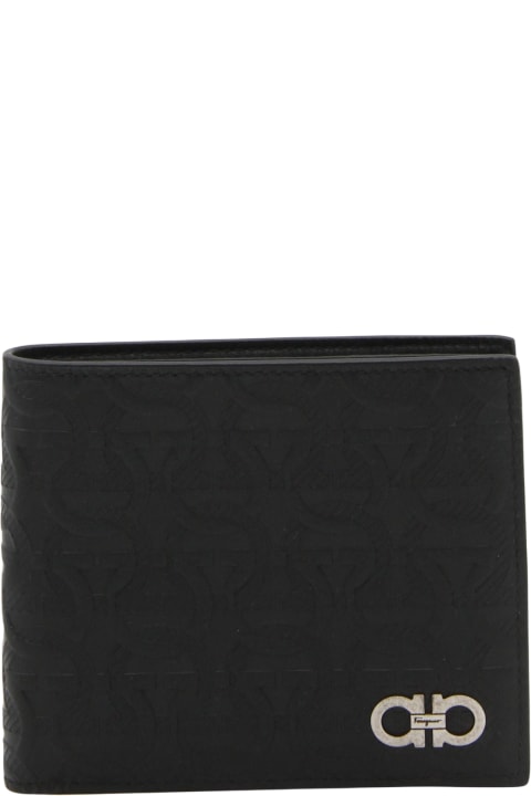 Wallets for Men Ferragamo Black Leather Gancini Wallet