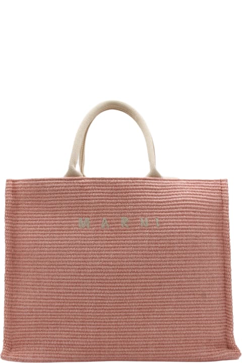 Marni Totes for Women Marni Light Pink Canvas Basket Medium Tote Bag