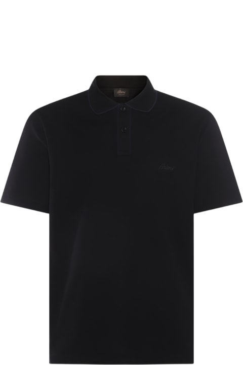 Brioni Topwear for Men Brioni Black Cotton Polo Shirt