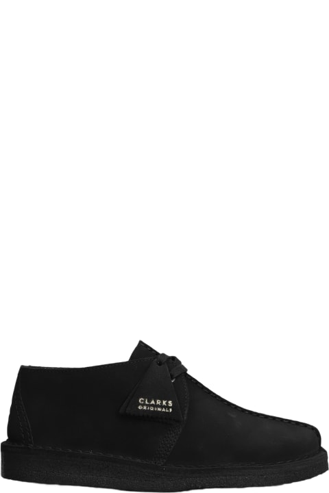 Clarks Loafers & Boat Shoes for Men Clarks Desert Trek Lace Up Shoes In Black Suede