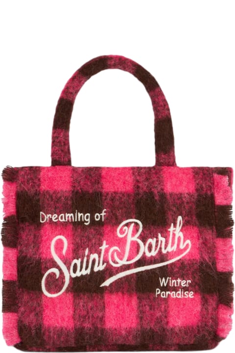 Homeware MC2 Saint Barth Wooly Colette Fringed Handbag With Check Pattern