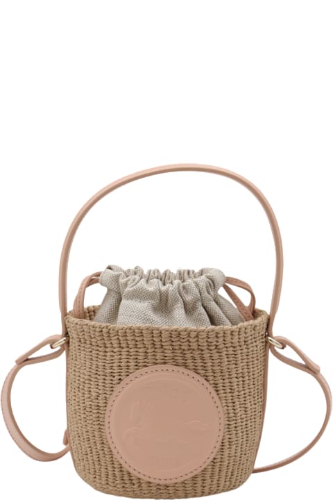 Chloé حقائب توتي لـ السيدات Chloé Beige And Pink Raffia Mini Horse Satchel
