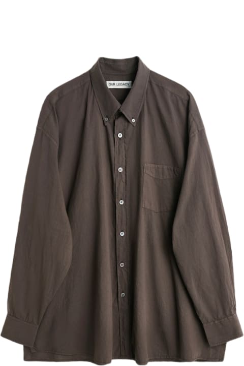 Our Legacy Shirts for Men Our Legacy Borrowed Bd Shirt Faded brown lightweight cotton shirt with long sleeves - Borrowed BD Shirt