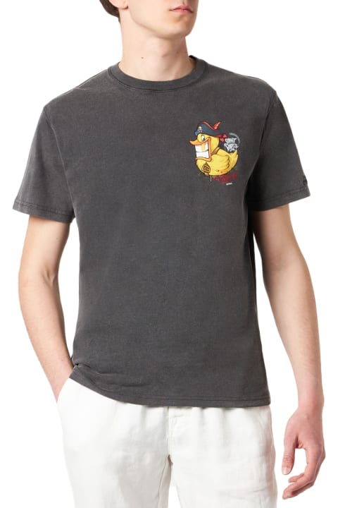 Homeware MC2 Saint Barth Man Cotton T-shirt With Captain Duck Front And Back Print | Crypto Puppets® Special Edition