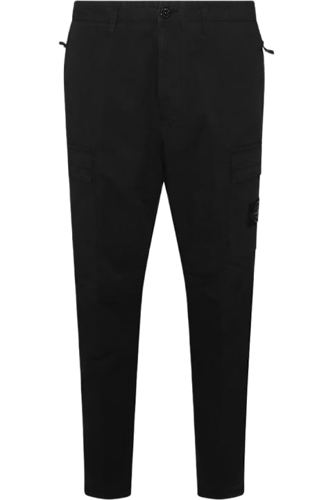 سراويل لـ القسم الرجالي Stone Island Black Cotton Pants