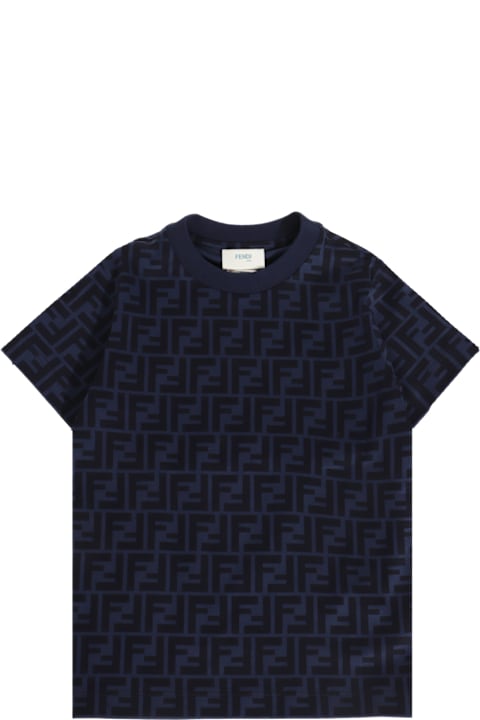 Fendi T-Shirts & Polo Shirts for Boys Fendi Blue Cotton T-shirt