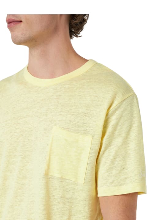 Homeware MC2 Saint Barth Man Yellow Linen Jersey T-shirt Ecstasea With Pocket