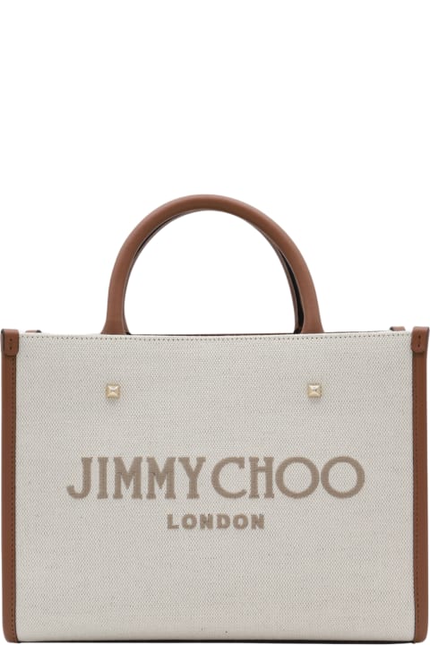 Jimmy Choo Totes for Women Jimmy Choo Natural Canvas And Leather Avenue Small Tote Bag