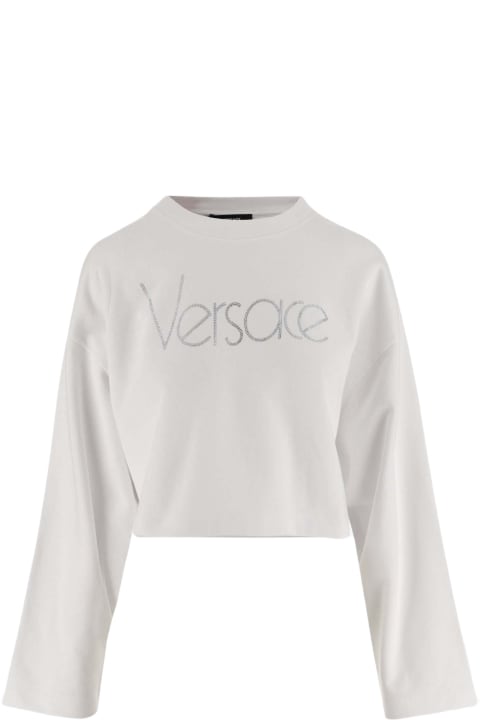 ウィメンズ Versaceのニットウェア Versace 1978 Re-edition Crop Sweatshirt With Logo