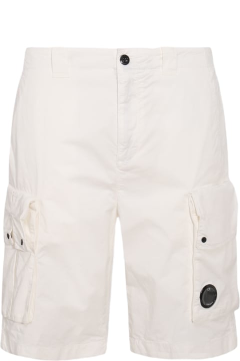 C.P. Company Pants for Men C.P. Company Gauze White Cotton Cargo Shorts