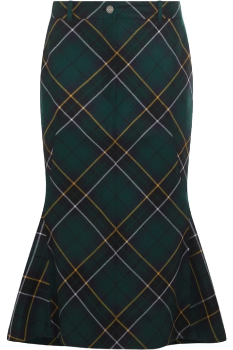 Homeware Alexander McQueen Navy Green And Yellow Wool Tartan Pencil Skirt