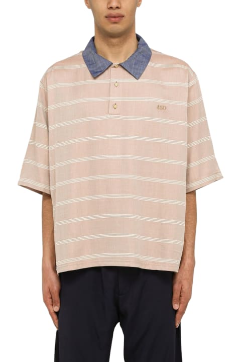 4sdesigns Clothing for Men 4sdesigns Striped Khaki Oversize Polo Shirt