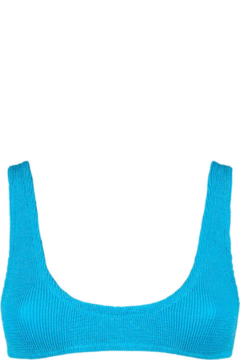 Underwear & Nightwear for Women MC2 Saint Barth Woman Light Blue Lurex Crinkle Bralette Swimsuit