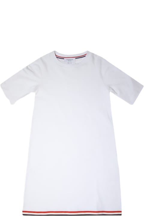 ガールズ Thom Browneのジャンプスーツ Thom Browne White Cotton Logo T-shirt Dress