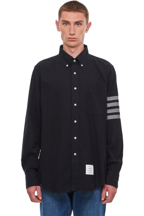 Thom Browne Clothing for Men Thom Browne Straight Fit Shirt W/ Tonal 4 Bar In Flannel