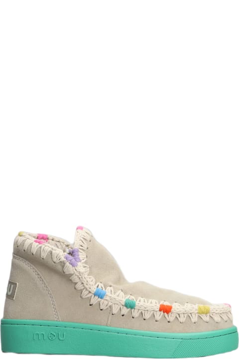 Mou Boots for Women Mou Eskimo Sneaker Low Heels Ankle Boots In Beige Suede