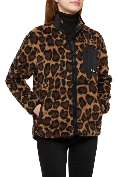 Homeware MC2 Saint Barth Teddy-fleece Jacket Keystone With Leopard Print