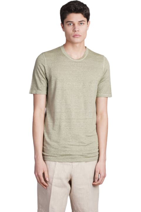 T-shirt In Green Linen