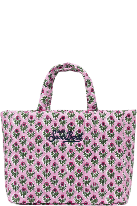 Homeware MC2 Saint Barth Pink Flower Quilted Soft Tote Mid Bag