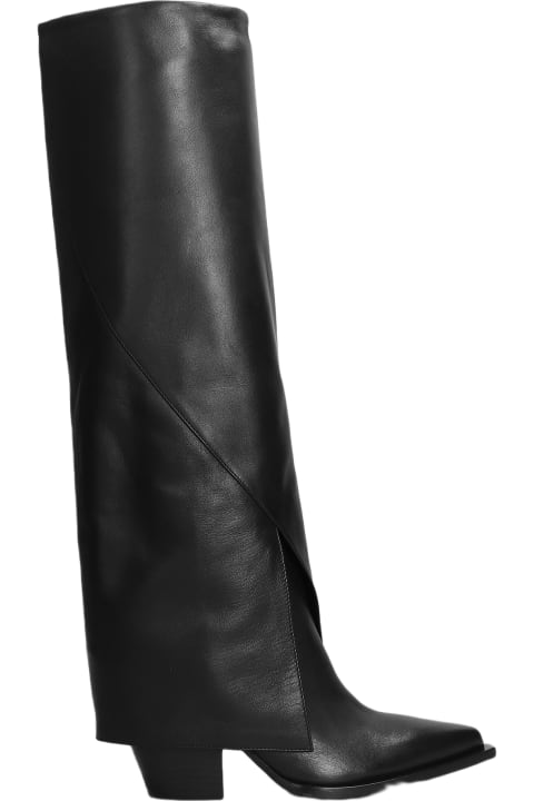 Elena Iachi Boots for Women Elena Iachi Texan Boots In Black Leather