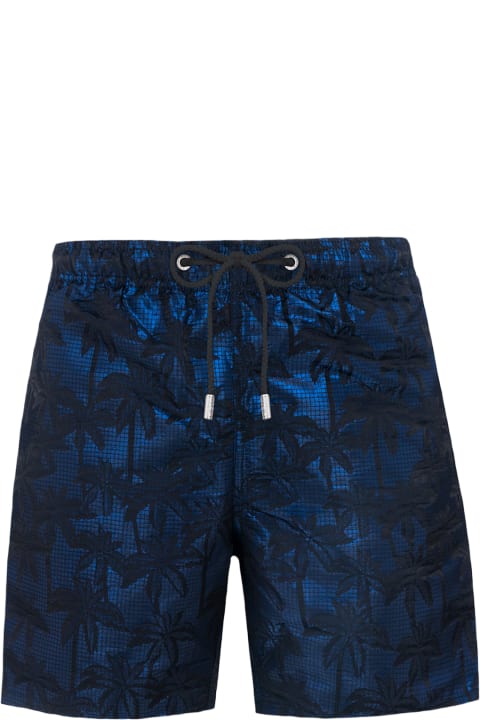 Homeware MC2 Saint Barth Man Ripstop Fabric Swim Shorts Harbour The Riviera With Palm Jacquard