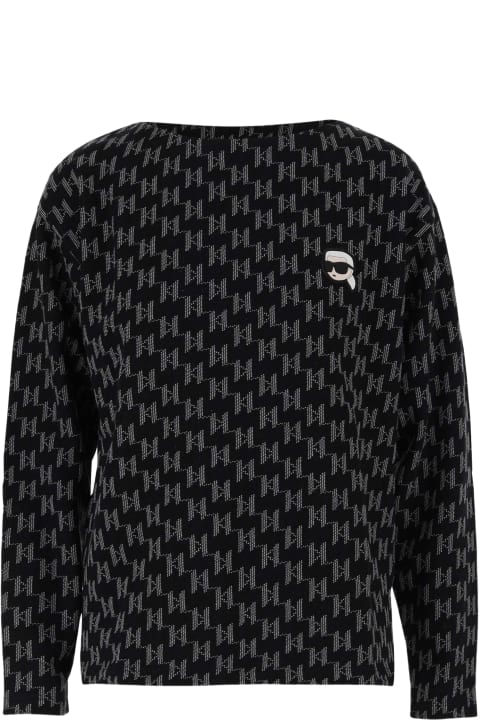 ウィメンズ Karl Lagerfeldのニットウェア Karl Lagerfeld Monogrammed Cotton Sweatshirt